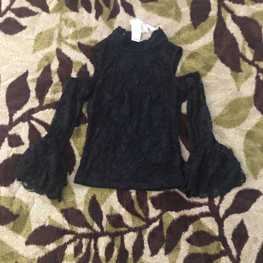 New with tags Bebe Black Cold Shoulder Lace Top